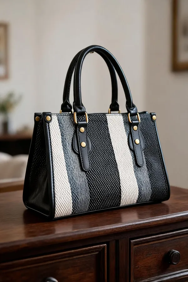 Black_Textured_Structured_Handbag_For_Women
