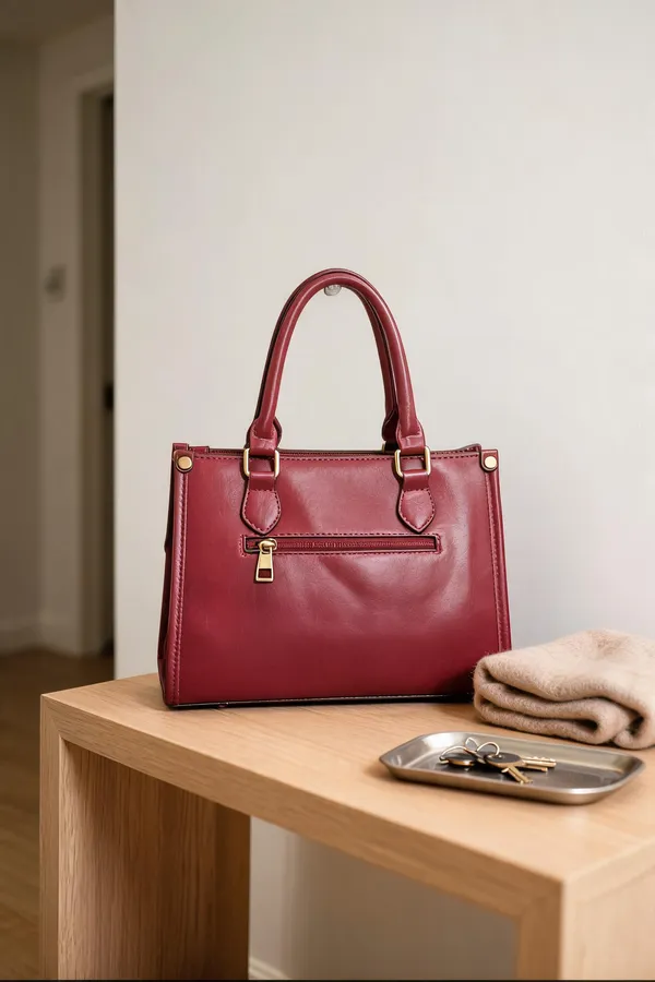 Maroon_Synthetic_Leather_Structured_Handbag_For_Women