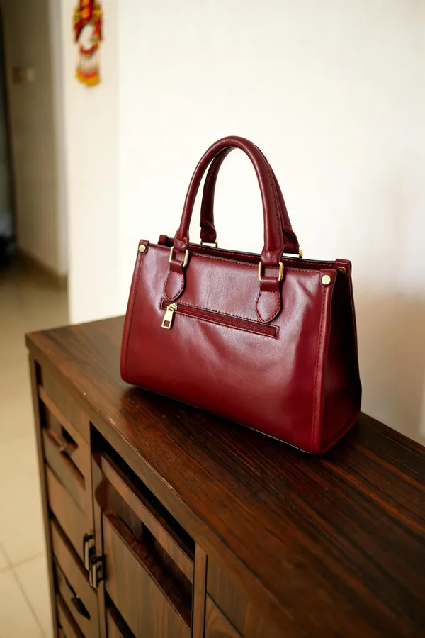 Maroon_Synthetic_Leather_Structured_Handbag_For_Women