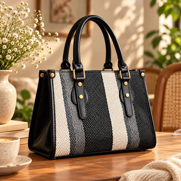 Black_Textured_Structured_Handbag_For_Women