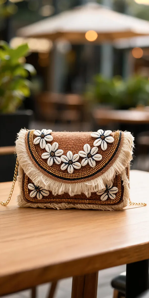 Gold_And_Brown_Fabric_Embellished_Sling_Bag_For_Women