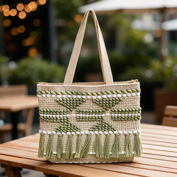 Beige_And_Green_Woven_Embroidered_Tote_Bag_For_Women