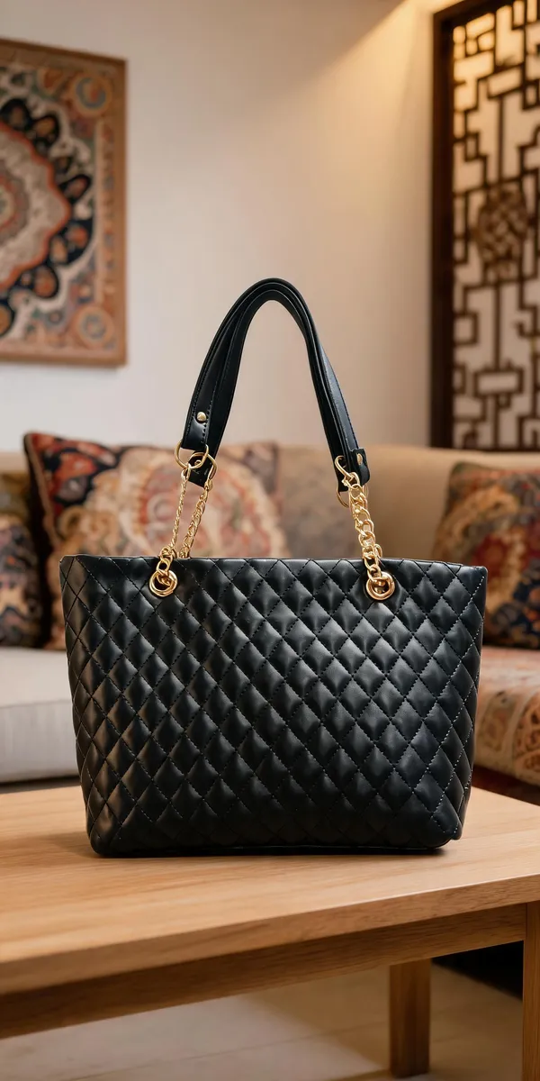 Black_Quilted_Tote_Handbag_For_Women