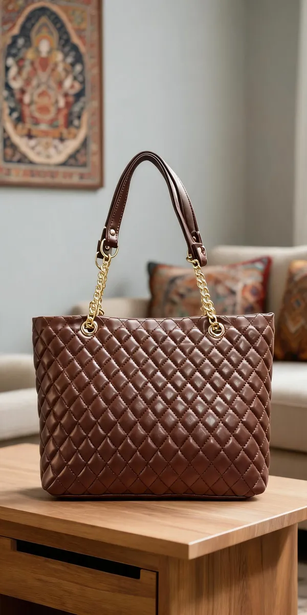 Light_Brown_Quilted_Tote_Handbag_For_Women