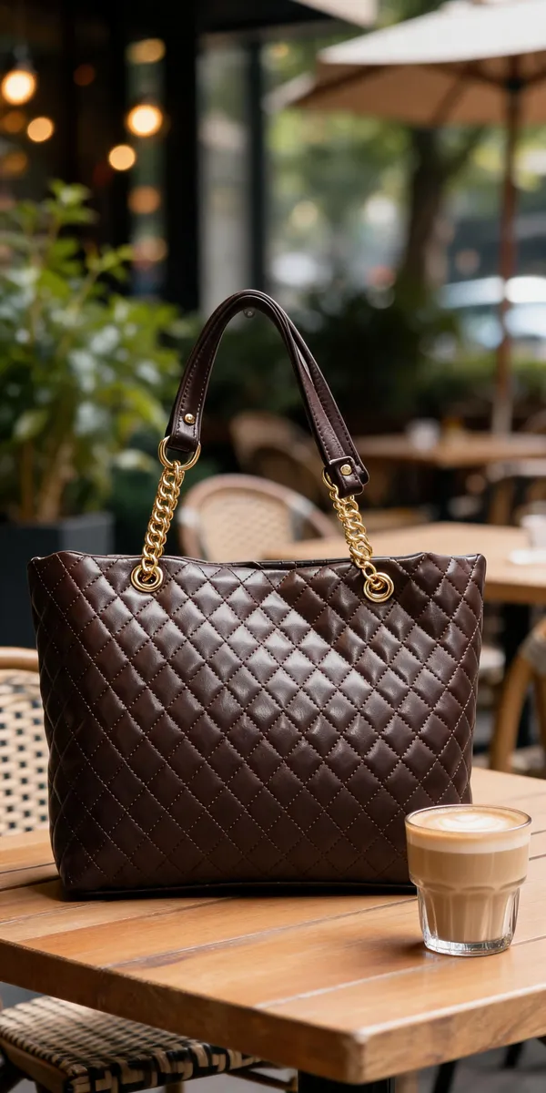 Dark_Brown_Quilted_Tote_Handbag_For_Women