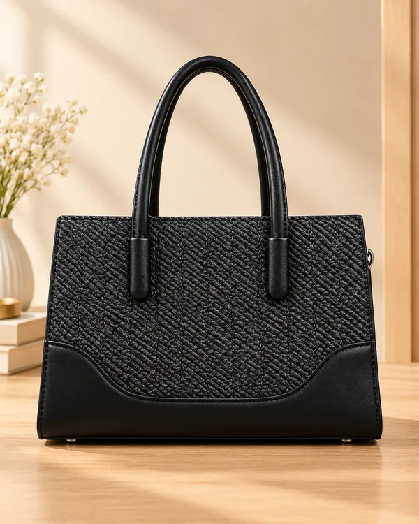 Black_Textured_Shoulder_Handbag_For_Women