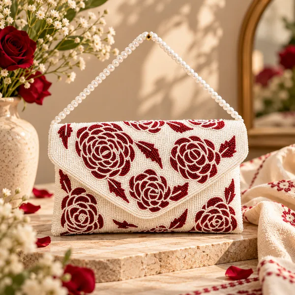 White_And_Red_Beaded_Floral_Sling_Bag_For_Women