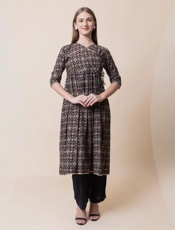 Black_Printed_Straight_Kurta_Set_For_Women