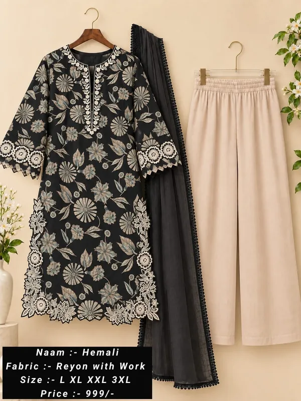 Black_Rayon_Printed_Kurta_Set_With_Dupatta_For_Women