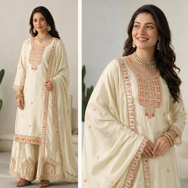 Green_Kurta_Palazzo_Set_Viscose_Silk_For_Women