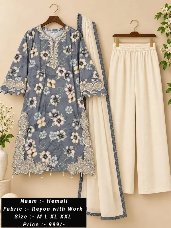 Grey_Rayon_Floral_Print_Three_Piece_Kurta_Set_for_Women