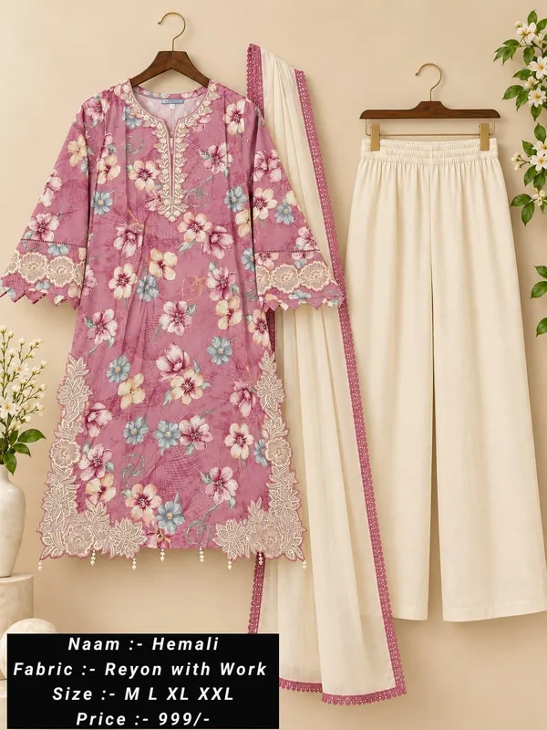 Pink_Rayon_Floral_Embroidered_Kurta_Set_For_Women