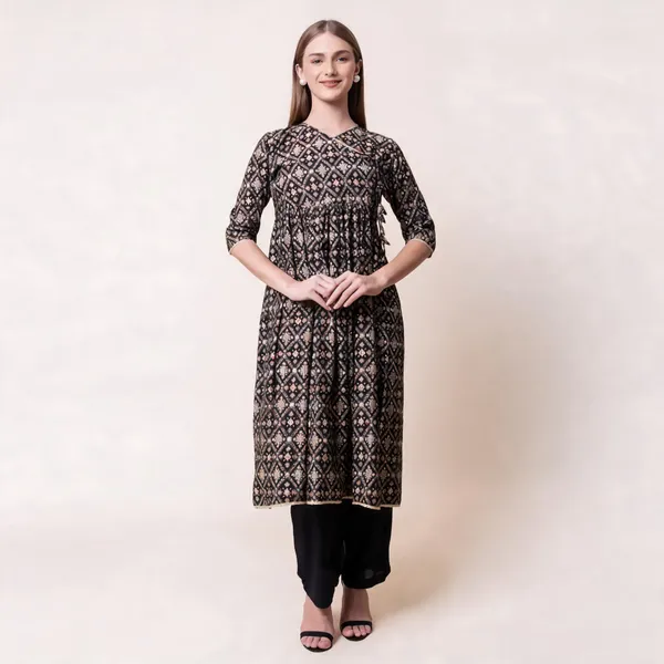 Black_Printed_Straight_Kurta_Set_For_Women