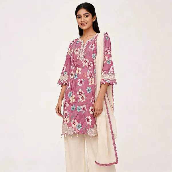 Pink_Rayon_Floral_Embroidered_Kurta_Set_For_Women