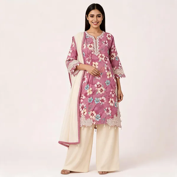 Pink_Rayon_Floral_Embroidered_Kurta_Set_For_Women