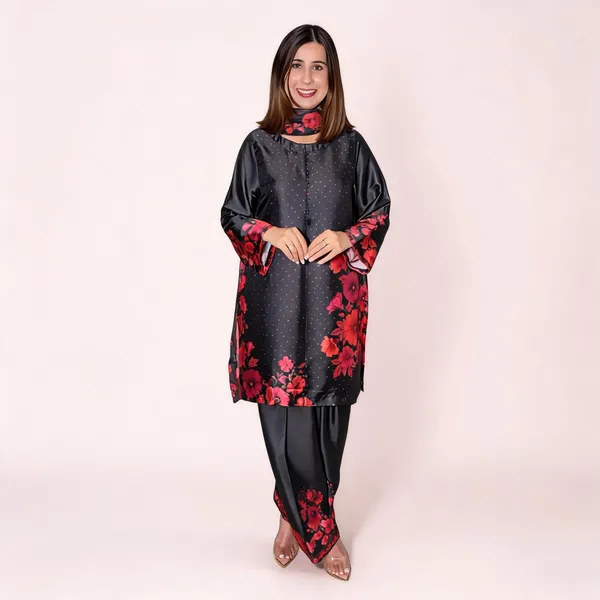 Black_Satin_Straight_Kurta_Set_for_Women