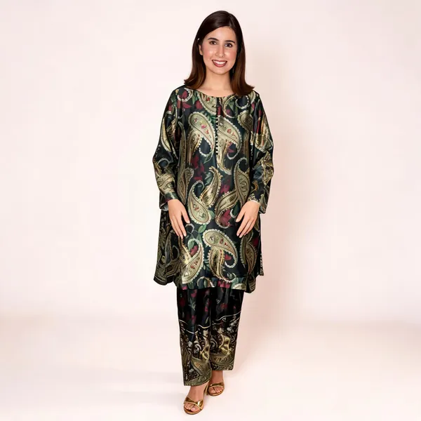 Dark_Green_Printed_Straight_Fit_Suit_Set_For_Women