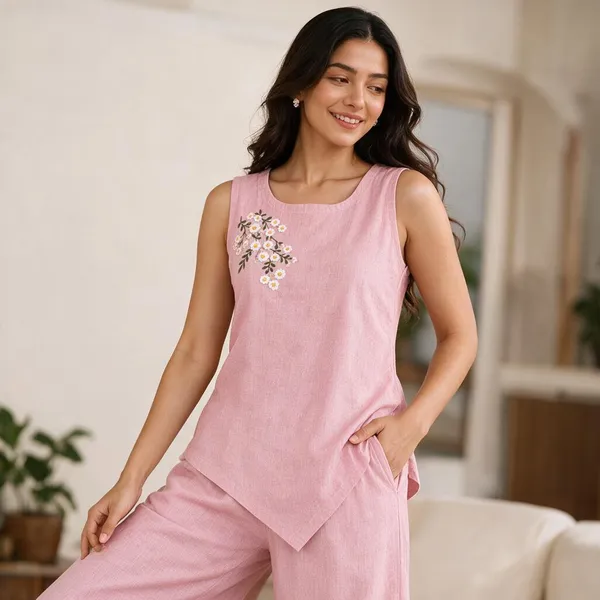 Pink_Linen_Asymmetric_Co-Ord_Set_For_Women