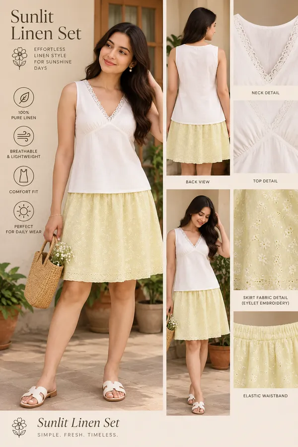 White_And_Yellow_Linen_Sleeveless_Co-Ord_Set_for_Women
