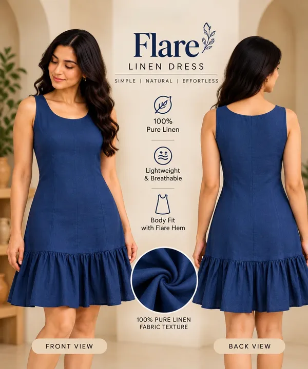 Blue_Linen_Body_Fit_Flared_Hem_Dress_for_Women