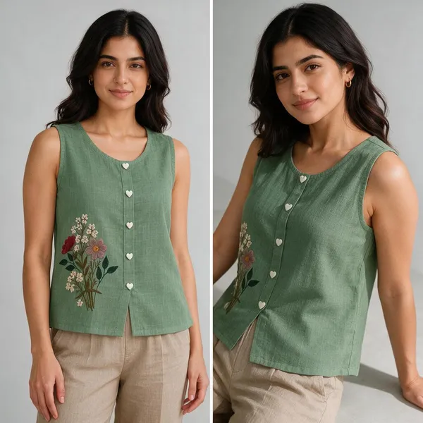 Green_Linen_Sleeveless_Top_for_Women