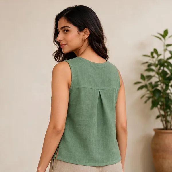 Green_Linen_Sleeveless_Top_for_Women