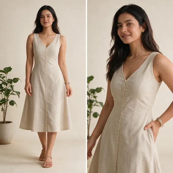 Cream_Linen_A-Line_Midi_Dress_for_Women