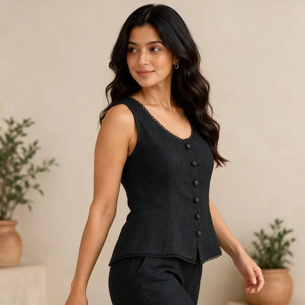 Black_Linen_Sleeveless_Button_Top_for_Women