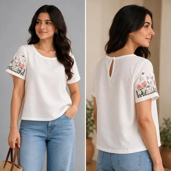 White_Linen_Regular_Fit_Embroidered_T-Shirt_For_Women