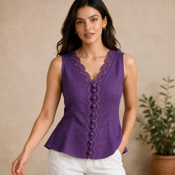 Purple_Linen_Lace_Trim_Sleeveless_Top_for_Women