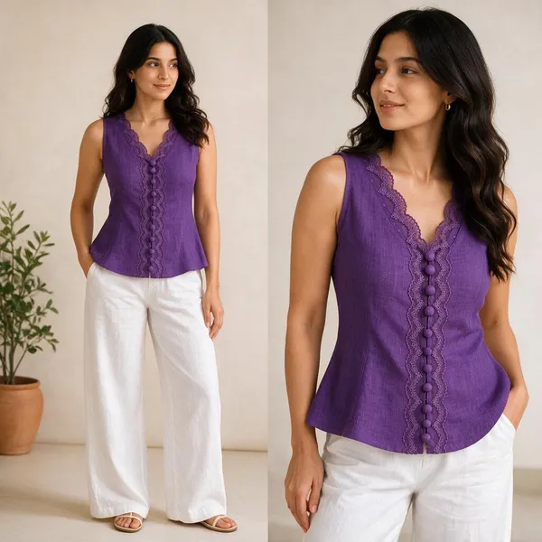 Purple_Linen_Lace_Trim_Sleeveless_Top_for_Women
