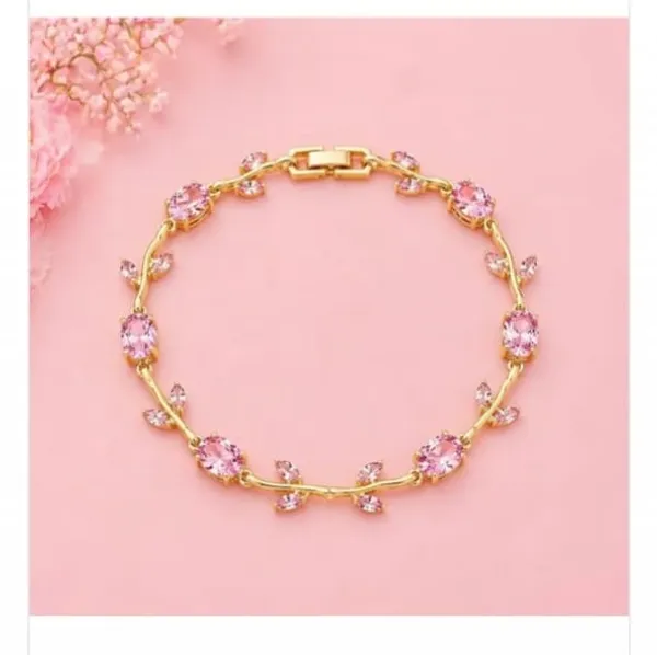 Gold_Tone_Pink_Stone_Bracelet_for_Women