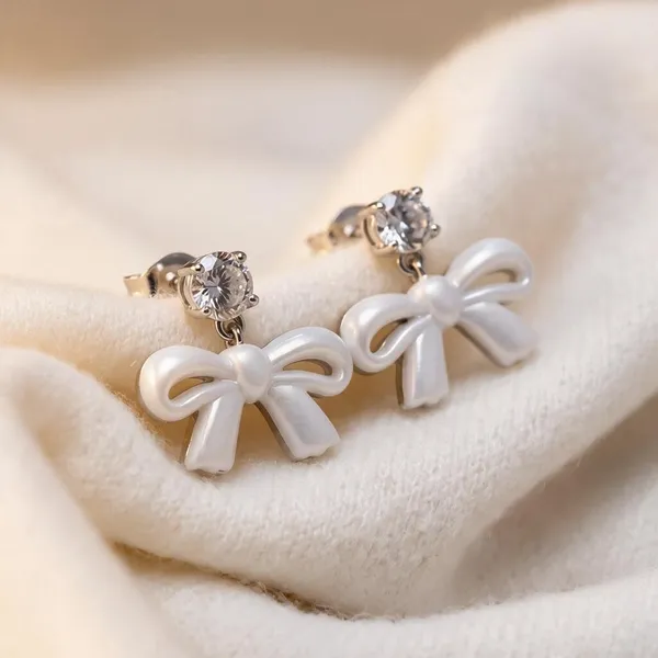 White_Bow_Crystal_Stud_Earrings_For_Women
