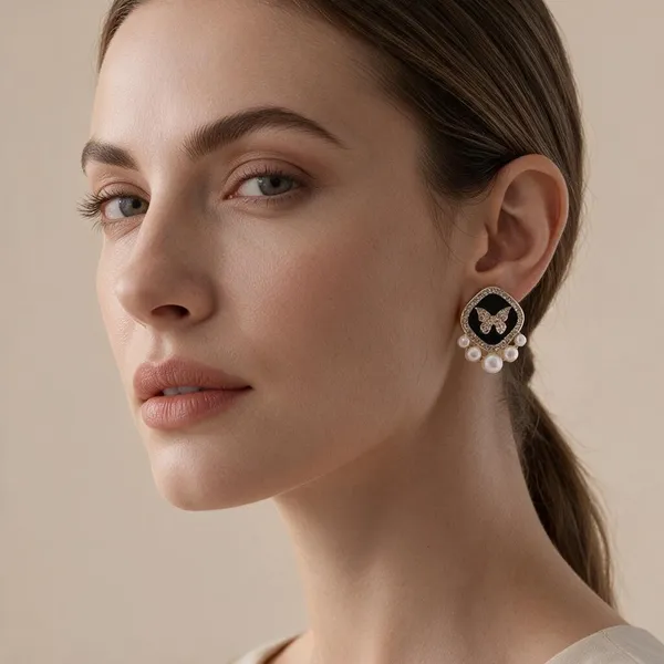 Black_Butterfly_Pearl_Drop_Earrings_For_Women