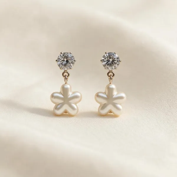 White_Floral_Drop_Earrings_For_Women