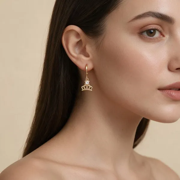 Gold_Tone_Crown_Drop_Earrings_For_Women