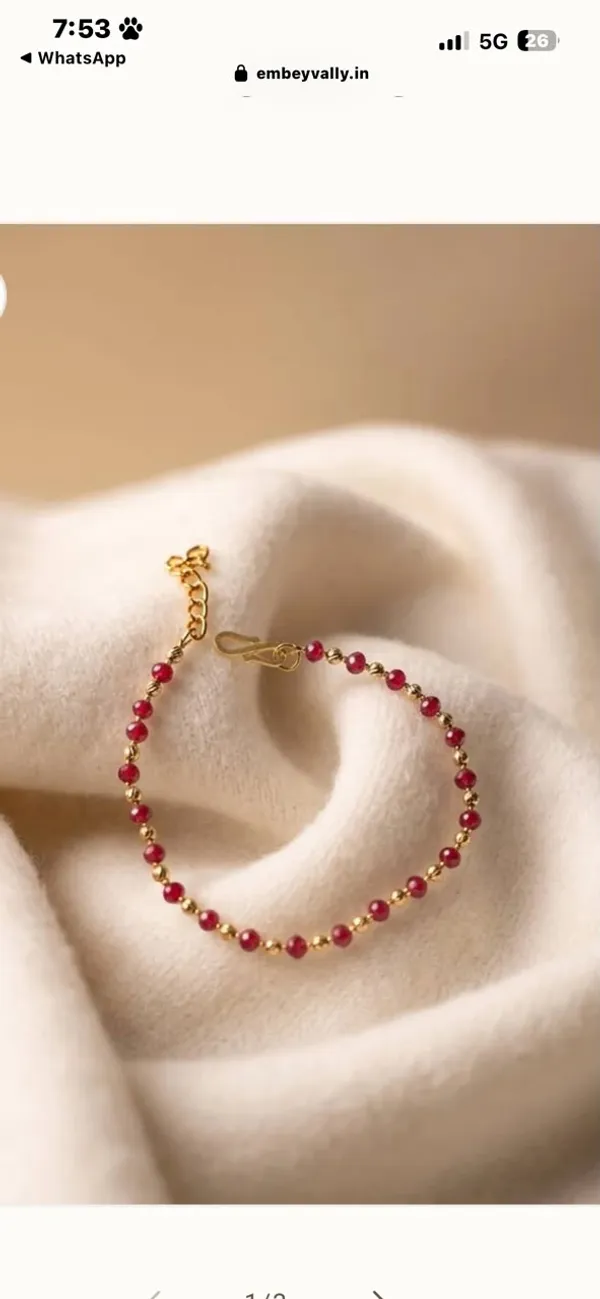 Red_Beaded_Gold_Tone_Anklet_for_Women