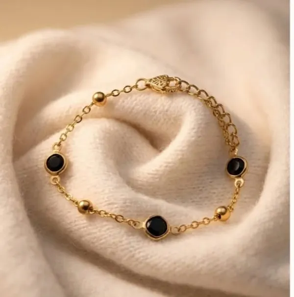 Gold_Tone_Black_Beaded_Bracelet_for_Women