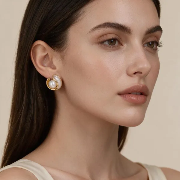 Gold_Tone_Pearl_Stud_Earrings_For_Women