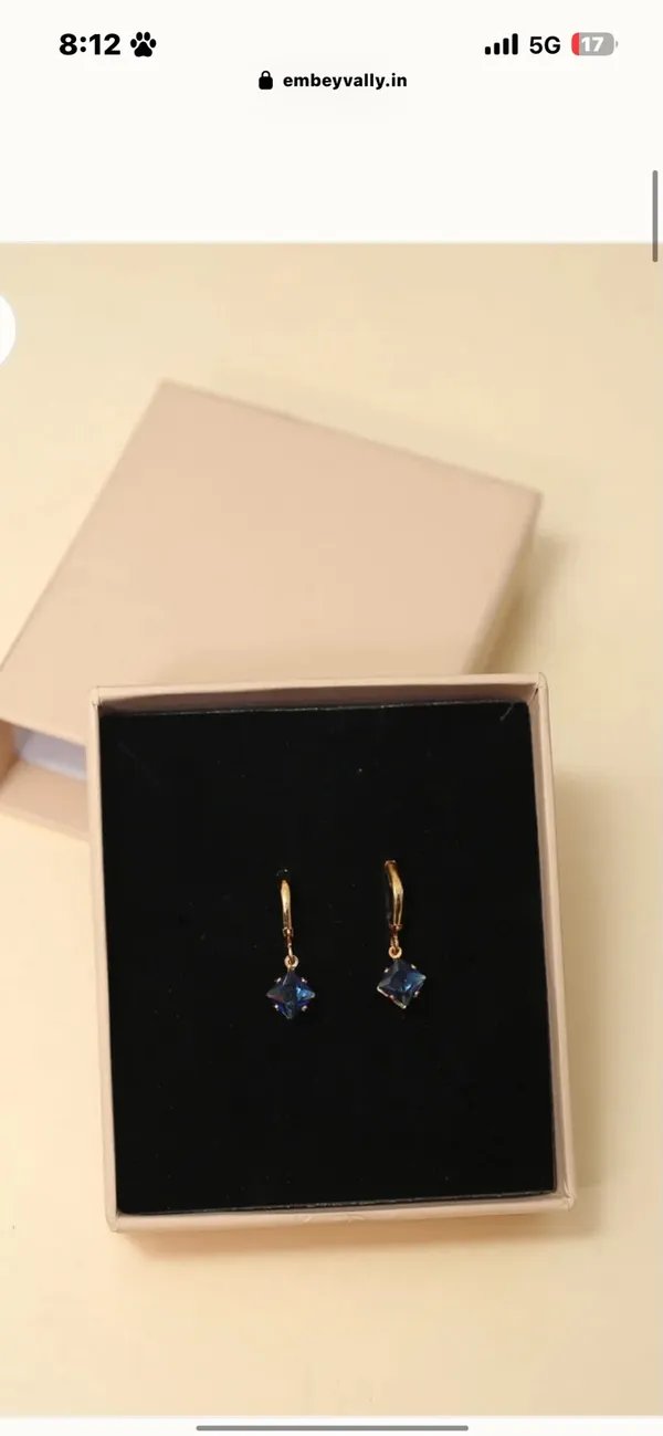 Gold_Tone_Blue_Stone_Drop_Earrings_for_Women