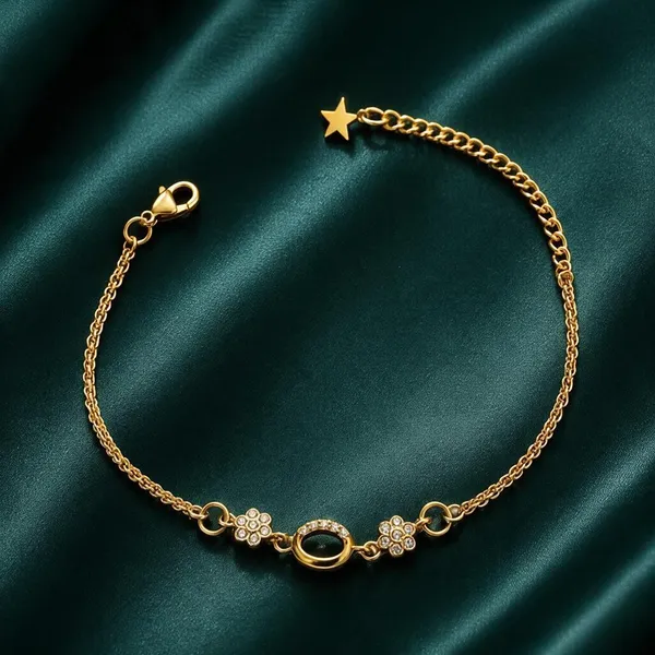 Gold_Tone_Floral_Chain_Bracelet_For_Women