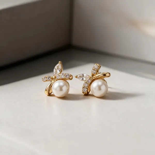 Gold_Tone_Pearl_Butterfly_Stud_Earrings_For_Women