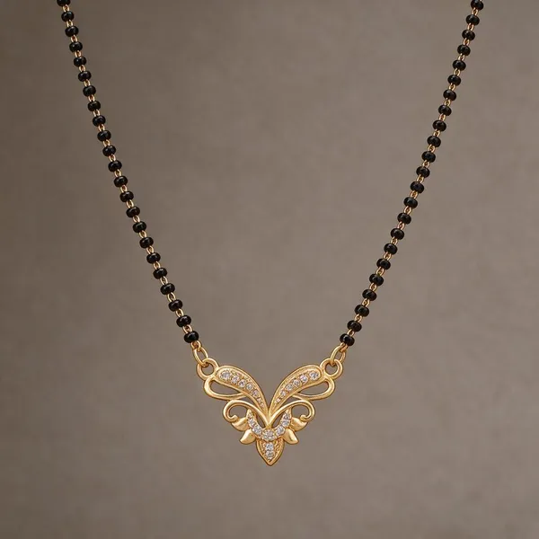 Gold_Tone_Black_Beaded_Butterfly_Necklace_For_Women
