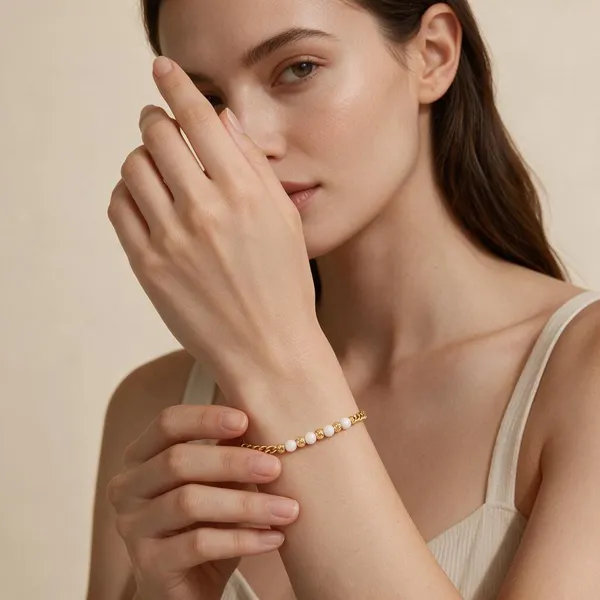Gold_Tone_Beaded_Chain_Bracelet_For_Women