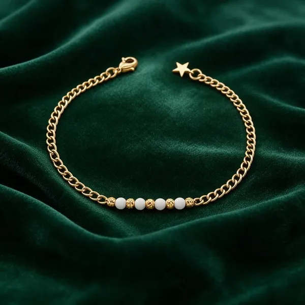 Gold_Tone_Beaded_Chain_Bracelet_For_Women