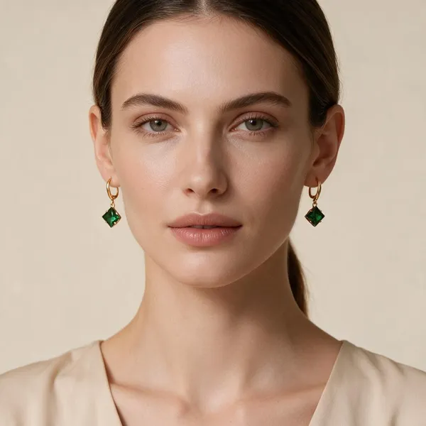 Green_Gold_Tone_Drop_Earrings_For_Women