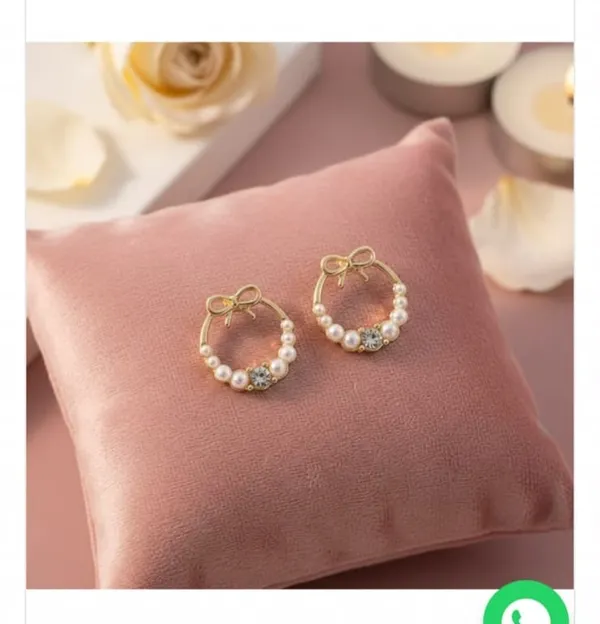 Gold-Tone_Pearl_Bow_Hoop_Earrings_for_Women