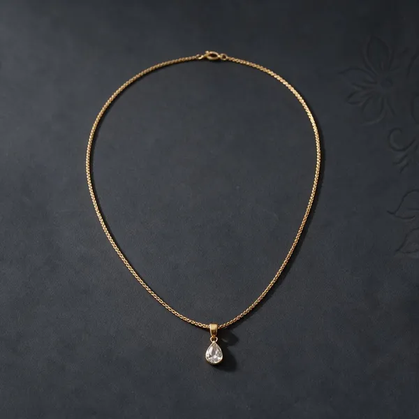 Gold_Tone_Teardrop_Pendant_Necklace_For_Women