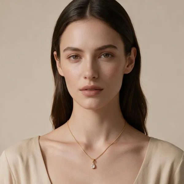 Gold_Tone_Teardrop_Pendant_Necklace_For_Women