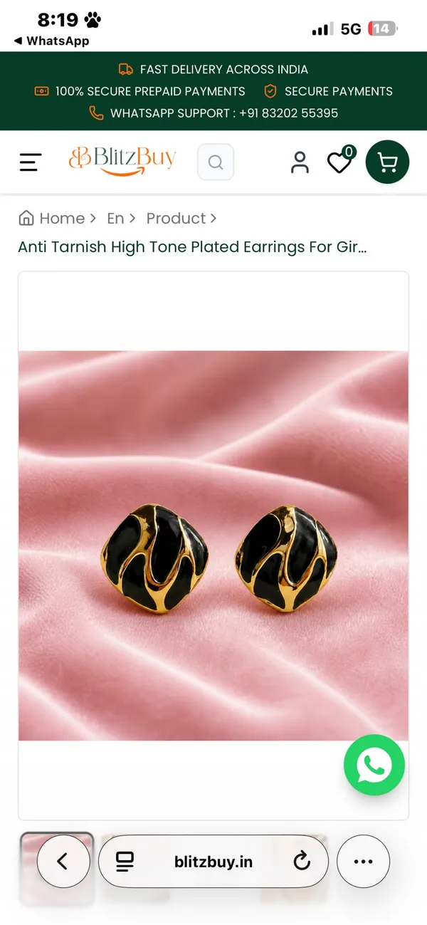 Black_Gold_Tone_Stud_Earrings_for_Women